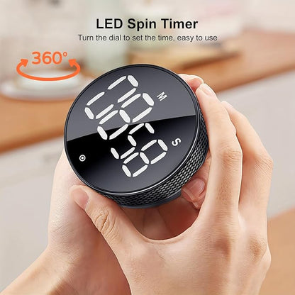 BlueSnail Kitchen Timer with LED Digital Display Smart Efficana for Home Classroom Gym Office, Volume and Brightness Adjustable Productivity Timer (All Black) - Image 2