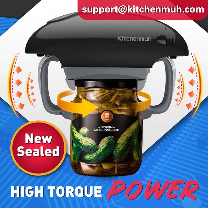 Higher Torque Electric Jar Opener for Seniors with Arthritis Fit Almost Jars Size, Strong Tough Automatic Jar Opener for Weak Hands, Hands Free Battery Operated Bottle Opener for Arthritic Hands Black - Image 4