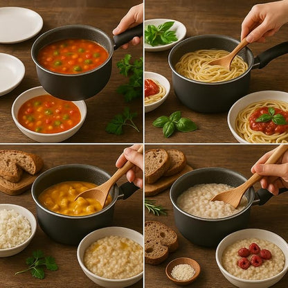 1-Quart Non-Stick Sauce Pan with Stay-Cool Handle – Durable Steel Construction, Even Heat Distribution, Easy-Clean Coating, Gray Finish