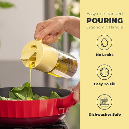 Zuutii Olive Oil Dispenser Bottle 18.6oz – Auto Flip Glass Vinegar Bottle with No-Drip Spout for Kitchen Cooking, Oil and Sauce Dispenser,Yellow - Image 3