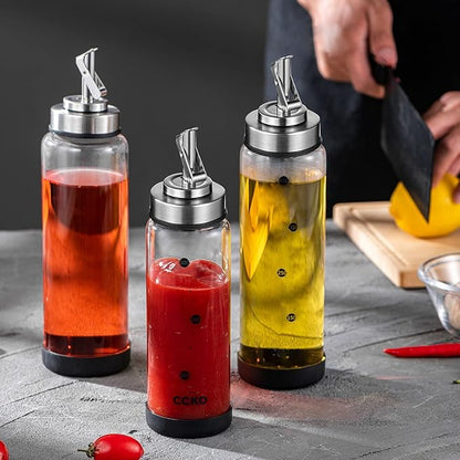 Glass Olive Oil Dispenser Bottle Shatterproof and Leakproof with Stainless Steel Spouts High Temperature Resistant 17oz Cooking Oil and Vinegar Cruet Dispenser - Image 8