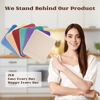 ZLR Large Silicone Dish Drying Mat (16" x 18") - XL Heavy Duty Drainboard Mat for Pots, Pans & Family Loads - Heat Resistant Trivet & Counter Protector, Easy Clean (Dark Gray) - Image 7