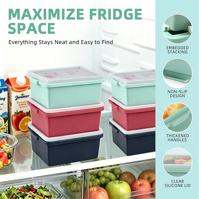 Silicone Soup Freezer Molds with Lids, 2 Cup Extra Large Ice Cube Tray for Meal Prep, BPA-Free, Stackable,Perfect for Freezing Broth, Leftovers, Baked Goods and More, Microwave & Oven Safe - 3 Pack