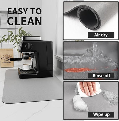 HotLive Coffee Mat - Absorbent Hide Stain Rubber Backed Dish Drying Mat for Kitchen Counter - Bar Mats for Countertops Accessories Fit Under Coffee Maker Espresso Machine - Image 4