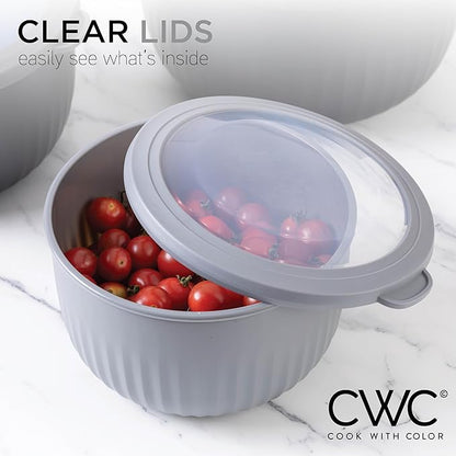 COOK WITH COLOR Prep Bowls with Lids- Wide and Deep Nesting Plastic Small Mixing Bowl Set with Lids, 12 Piece Set - Deep Bowls, Black/White - Image 4
