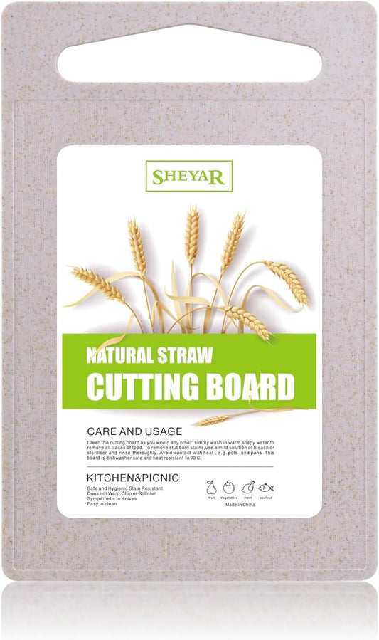 Cutting Board for Kitchen, Wheat Straw Fiber Cutting Board, Dish Washer Safe, w/Juice Grooves for Meat, Veggies,Easy Grip Handle, Non-slip Surface,Eco-friendly,Serveware Accessories(11.8‘x7.3‘)