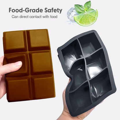 Silicone Ice Cube Trays with Lids,Large Square Ice Cube Molds for Freezer, Whiskey, Cocktail, Stackable Flexible and Reusable & Easy Release BPA Free (2 Pack&Dark Gray and Golden) - Image 5