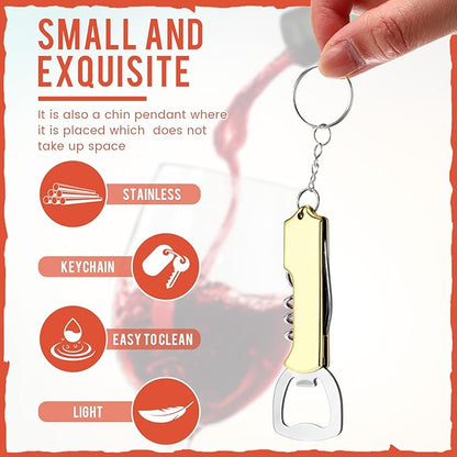 Ziliny 24 Pcs Bottle Opener Keychain Bulk Wine Bottle Beer Opener Keychain 3.27" Stainless Steel Corkscrew Waiter Corkscrew Wine Keyring Gifts for Christmas Bar Party Wedding Home (Mix Color)
