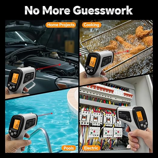 Digital Infrared Thermometer Gun for Cooking,BBQ,Pizza Oven, Infrared Thermometer Laser with Backlight,-58℉~1022℉(-50℃~550℃) Handheld Non Contact Heat Laser Temperature Gun (Not for Human)