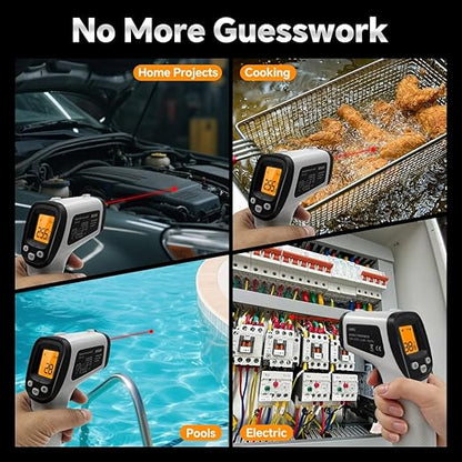 Digital Infrared Thermometer Gun for Cooking,BBQ,Pizza Oven, Infrared Thermometer Laser with Backlight,-58℉~1022℉(-50℃~550℃) Handheld Non Contact Heat Laser Temperature Gun (Not for Human)