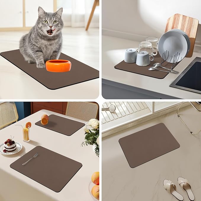 Bloss Coffee Mat, Bar Mat, Hide Stain Absorbent Drying Mat with Waterproof Rubber Back, Fit Under Coffee Maker Machine Pot Espresso Machine(12.2"x19.7", Brown) - Image 6