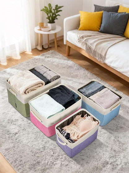 BALEINE 2 Pack Fabric Closet Storage Bins for Shelves, Linen Closet Organizers and Storage, Decorative Baskets for Organizing, Shelf, Clothes, Home, Office (Black, 17''x13''x10.5'')