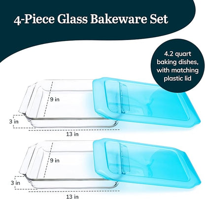Libbey Baker’s Premium 2 Piece Glass Baking Dish Set, Stackable Casserole Dish with Lid Set, Baking Glassware for Casseroles, Lasagna, Brownies, Cakes - Image 3