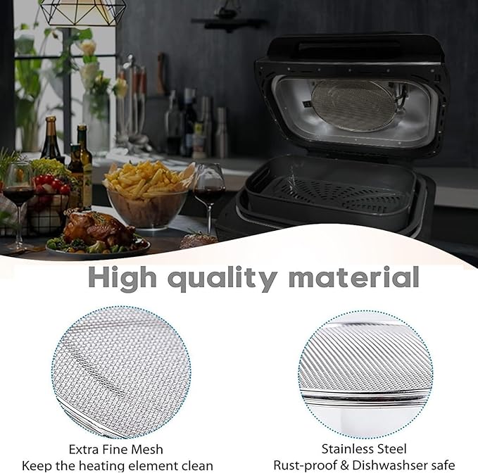 2-Pack Splatter Shield for Ninja Foodi FG551, 304 Stainless Steel Reusable Splash Guard, Oil Proof & Dishwasher Safe Air Fryer Grill Accessories
