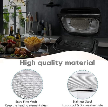 2-Pack Splatter Shield for Ninja Foodi FG551, 304 Stainless Steel Reusable Splash Guard, Oil Proof & Dishwasher Safe Air Fryer Grill Accessories