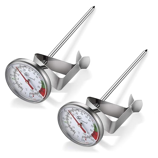 KT THERMO Instand Read 2-Inch Dial Thermometer(2 Pack),Best for The Coffee Drinks,Chocolate Milk Foam