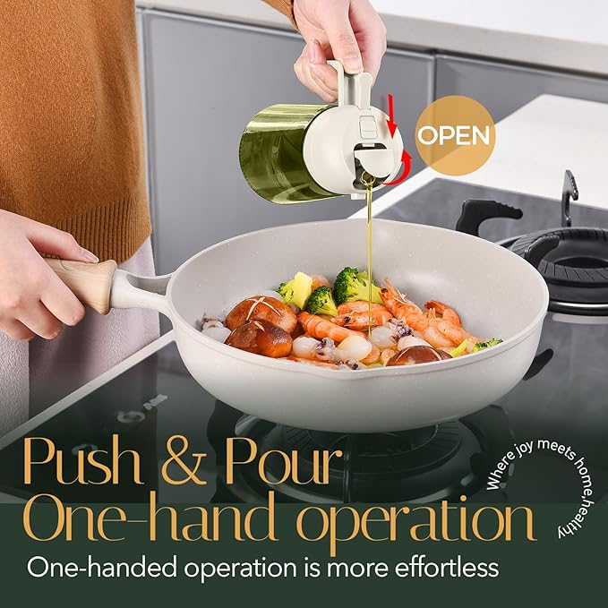 YARRAMATE 16oz/470ml Light-Blocking Dark Oil Sprayer for Cooking, 2 in 1 Olive Oil Dispenser Bottle for Kitchen, Premium Dark Green Glass Oil Bottle, Food-Grade Oil Mister for Air Fryer, BBQ (White) - Image 5