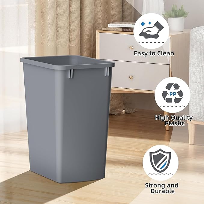 ROOMTEC 35QT Kitchen Trash Can, Lightweight and Sturdy Slim Trash Can, Wastebaskets for Office, Workspace, Kitchen, Bathroom, Easy to Clean, 1 Pack