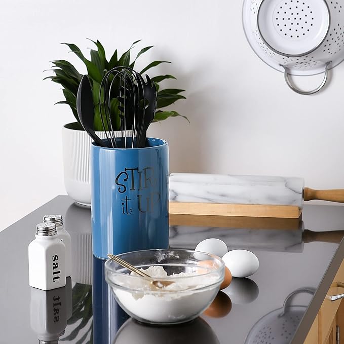 DII Kitchen Accessories Retro Collection, Ceramics, Utensil Holder, Blue - Image 4