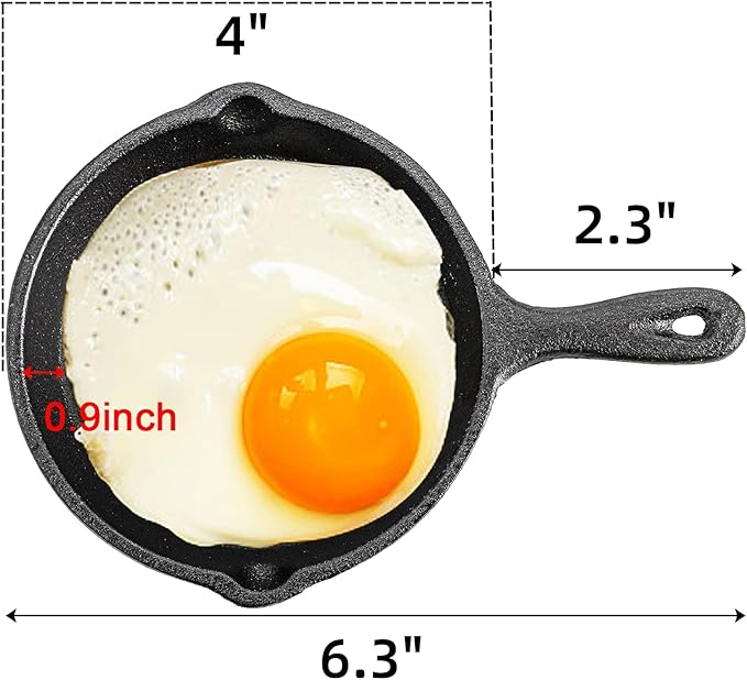 Hiceeden 4 Pack Mini Cast Iron Skillet, 4" Small Frying Pans with Double Drip-Spouts for Stove, Oven, Grill Safe, Indoor and Outdoor Use, Non-stick - Image 2
