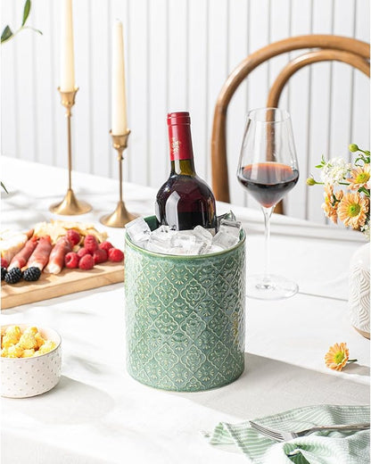 Kitchen Utensil Holder, 6x7 inch Large Ceramic Utensil Holder with Embossed Pattern, Cooking Utensil Crocks for Kitchen Countertop, Home Decor, Forest Green - Image 7