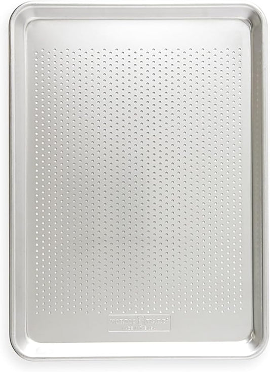 Nordic Ware Naturals Perforated Crisping Half Sheet Pan for Baking or Roasting, Uncoated Natural Aluminum with Reinforced Steel Rim Prevents Warping
