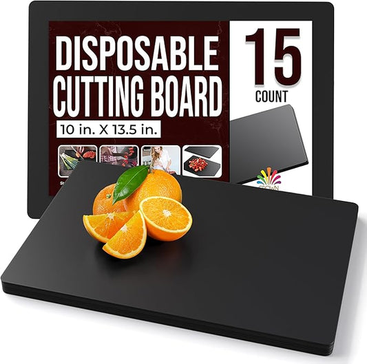 Crown Display Disposable Cutting Boards for Kitchen 15 Count Black Cutting Board 10 Inch X 13.5 Inch Flexible Cutting Boards For Kitchen ~ Patent Pending ~ Recyclable Disposable Cutting Board Sheets