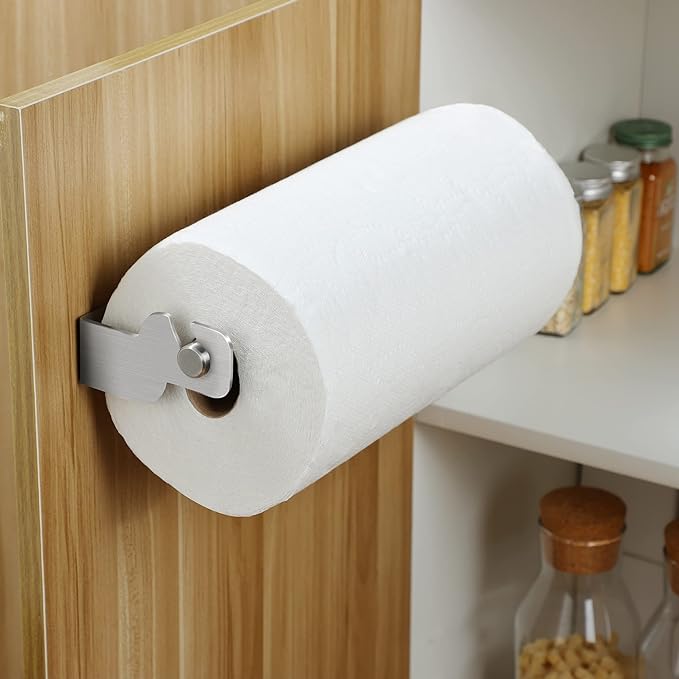 ZUNTO Paper Towel Holder Cabinet Door or Under Cabinet, Self Adhesive Big Roll Holder Wall Mount, Stainless Steel by ZUNTO