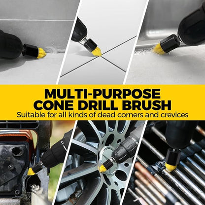 Holikme 6Pack Drill Brush Power Scrubber Cleaning Brush Extended Long Attachment Set All Purpose Drill Scrub Brushes Kit for Grout, Floor, Tub, Shower, Tile, Bathroom Black - Image 4