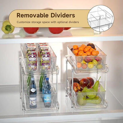 HIHEGD 2 Tier Bathroom Storage With Dividers, Clear Under Sink Pull Out Organizer for Kitchen Pantry, Medicine Cabinet - Image 6