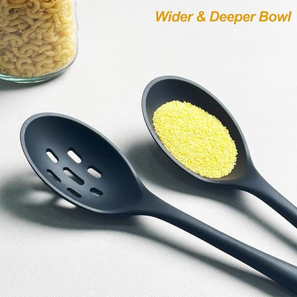 Silicone Cooking Utensils Set, Heat Resistant and large Non Stick Spatulas & Spoons for Kitchen, Ideal BPA Free Kitchen Turners for Frying, Mixing,Serving,Draining,Turning - Image 5