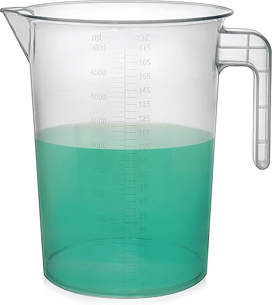 5 Liter Measuring Pitcher | 1.3 Gallon Shatterproof Plastic Large Graduated Mixing Pitchers, 1 to 2 Gallons (5L, 5000ml) by Terbold