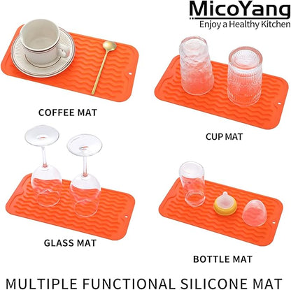 MicoYang Silicone Dish Drying Mat for Multiple Usage,Easy clean,Eco-friendly,Heat-resistant Silicone Mat for Kitchen Counter or Sink,Refrigerator or Drawer Liner Orange S 12 inches x 6 inches - Image 3