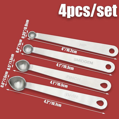 Luomorgo 4 Pc Set Measuring Spoons - Stainless Steel, 1/64, 1/32, 1/16, 1/8 tsp for Dry & Liquid Ingredients - Image 2
