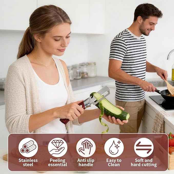 Multifunctional Vegetable Peeler, 2 in 1 Stainless Steel Fruit Veggie Peeler, Handheld Potato Peeler Knife with Bottle Opener Kitchen Tool for Peeling Carrrot Pineapple Pumpkin Papaya(2 Pack) - Image 7