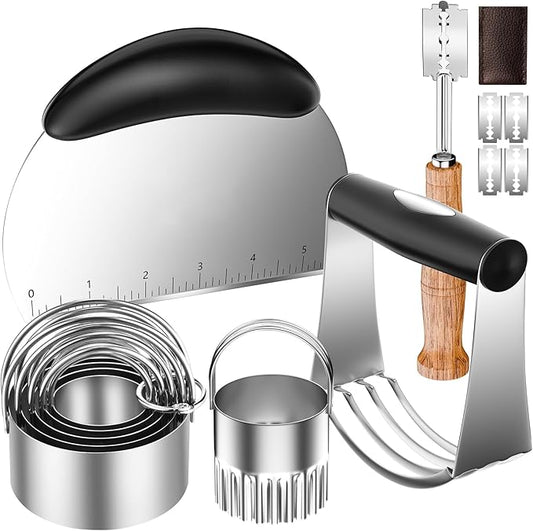 Pastry Cutter, Biscuit Cutter, Dough Scraper, Bread Lame, Stainless Steel Pastry Blender Set, Dough Cutter Biscuit Cutter Sourdough Bread Scoring Tool Dough Blender Tools & Pastry Utensils (5 Pcs/Set) by MINOANT