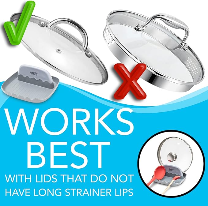 Spoon Rest for Kitchen Counter – Pot Lid Holder and Spoon Holder – Multipurpose Gadget Keeps Countertops Clean - Bonus Lid Lifter