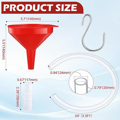 Long Funnel for Transmission Fluid 3.28 Foot Clear Tubing Plastic Wide Mouth Oil Funnel with Hose Flexible for Car, Engine, Gas, Water, Fluid