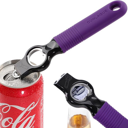2-Pack Magnetic Beer Bottle Opener & Soda Can Opener, 2-in-1 Bottle Opener and Can Tab Opener Tool for Bartender, Long Nails, Arthritis, Silicone Handle with Build in Magnet - Dark Purple by DUNLAGUE