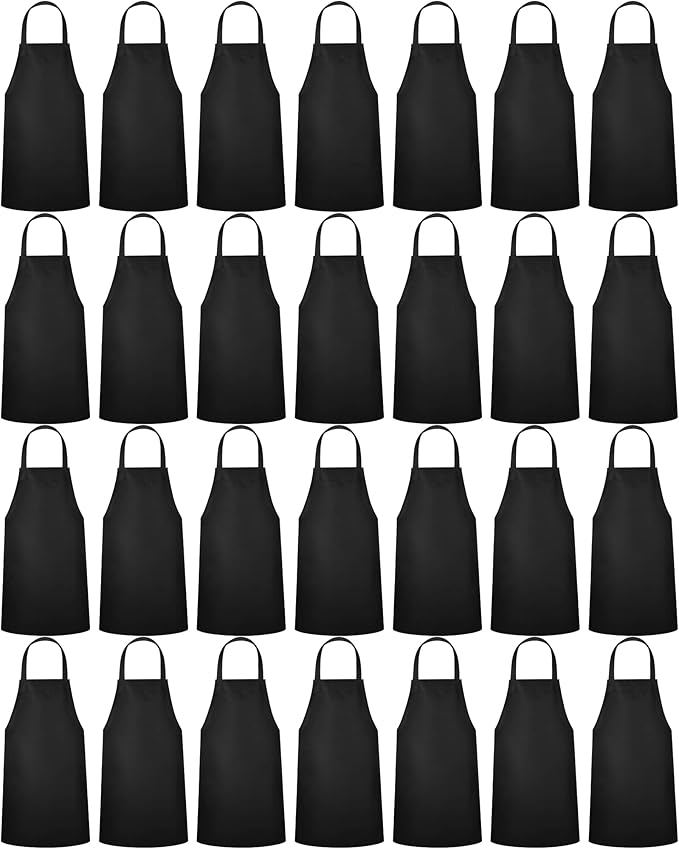 Foaincore 36 Pack Bib Aprons Bulk Plain Aprons for Man Woman Adult Unisex Apron Machine Washable Adjustable Bib Apron(Black) by Foaincore