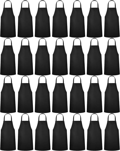 Foaincore 36 Pack Bib Aprons Bulk Plain Aprons for Man Woman Adult Unisex Apron Machine Washable Adjustable Bib Apron(Black) by Foaincore