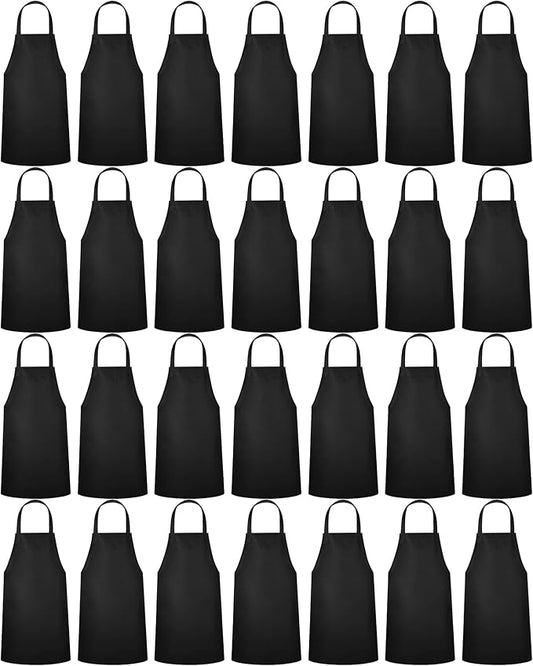 Foaincore 36 Pack Bib Aprons Bulk Plain Aprons for Man Woman Adult Unisex Apron Machine Washable Adjustable Bib Apron(Black) by Foaincore
