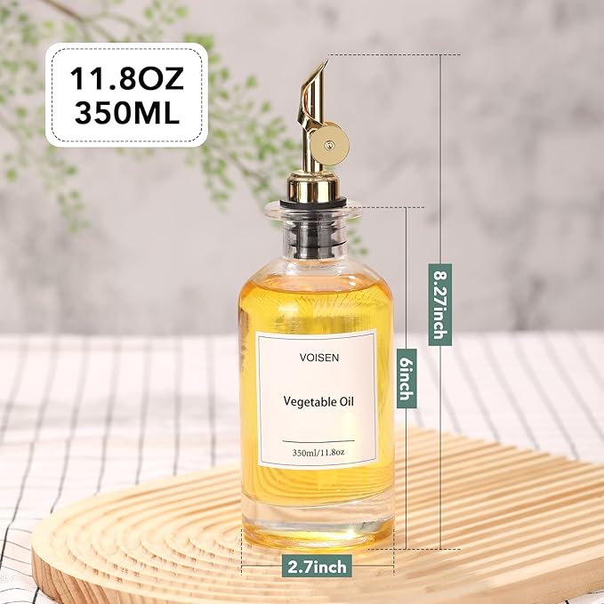 VOISEN Olive Oil Dispenser Bottle for Kitchen, Glass Oil Bottle Set of 6, Coffee Syrup Dispenser,Glass Oil Container with Metal Pourer,Funnel,56 Waterproof Labels - Image 4
