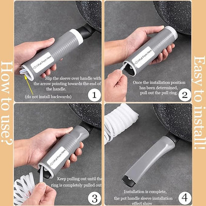 2 Pcs Heat-Resistant Pot Handle Silicone Cover, Non-Slip Pan Handle Sleeve, Easy to Install and Clean, for Cast Iron Skillet, Frying Pan (grey, M)