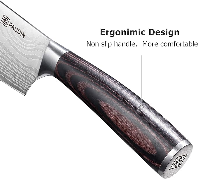 PAUDIN Nakiri Knife - 7" Razor Sharp Meat Cleaver and Vegetable Kitchen Knife, High Carbon Stainless Steel, Multipurpose Asian Chef Knife for Home and Kitchen with Ergonomic Handle - Image 6