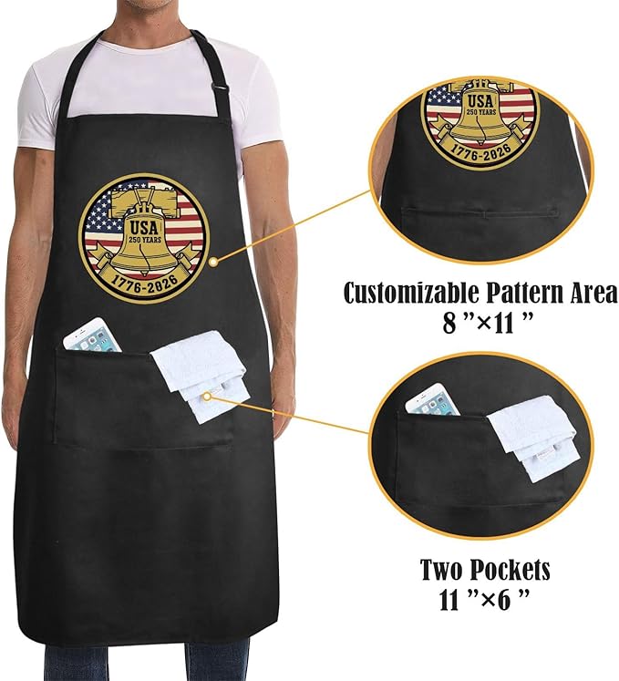 Us 250 Years Of Freedoms Apron With Pocket For Mens