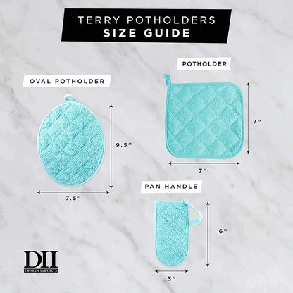 DII Basic Terry Collection Quilted 100% Cotton, Oval Potholder, Gray, 2 Piece - Image 7