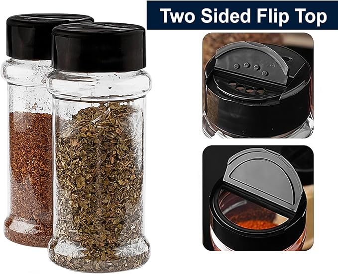 TUZAZO 14 Pcs Spice Bottles Plastic Seasoning Containers, 3 Oz Clear Plastic Spice Jars with Shaker Lids Empty for Spice & Herbs, Powders, Glitters, BPA Free | Heavy Duty | Wide Mouth | Dual Flaps - Image 3
