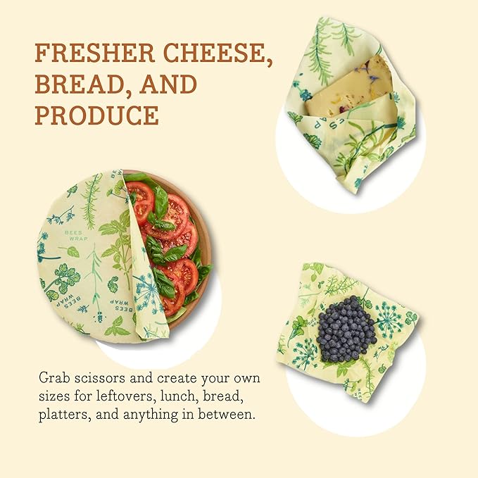 Bee's Wrap Beeswax Wraps for Food - Cut to Size 14x52" Beeswax Wrap Roll - Plastic Free Made in USA Reusable Natural Food Wrap - Herb Garden - Image 4