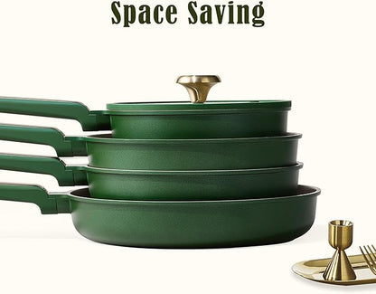 CAROTE Pots and Pans Set Non stick, 18pcs NonStick Kitchen Set Induction Cookware Non-toxic Cooking Set, Dishwasher/Oven Safe,Cookware Set,Green - Image 7